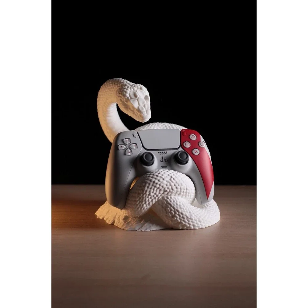 Coiled Snake PS5 Controller Mount - Cobra Gaming Desk Decor - 3D Printed Gift